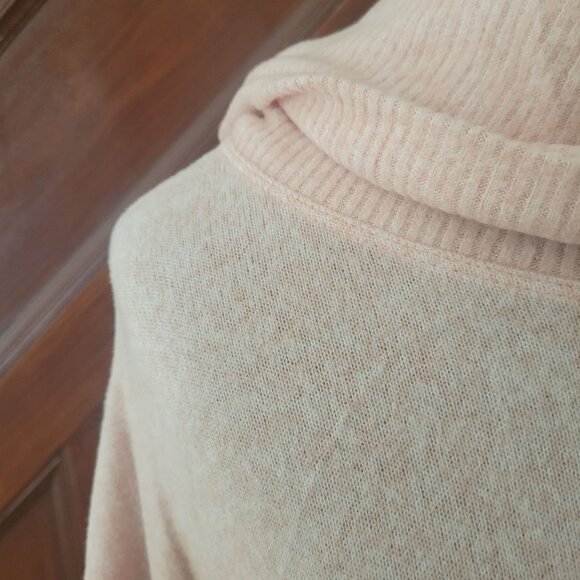 Saturday Sunday Soft Pink Cowl Neck Sweater With Tie Sleeve Details & Ribbed Tri - Picture 3 of 5